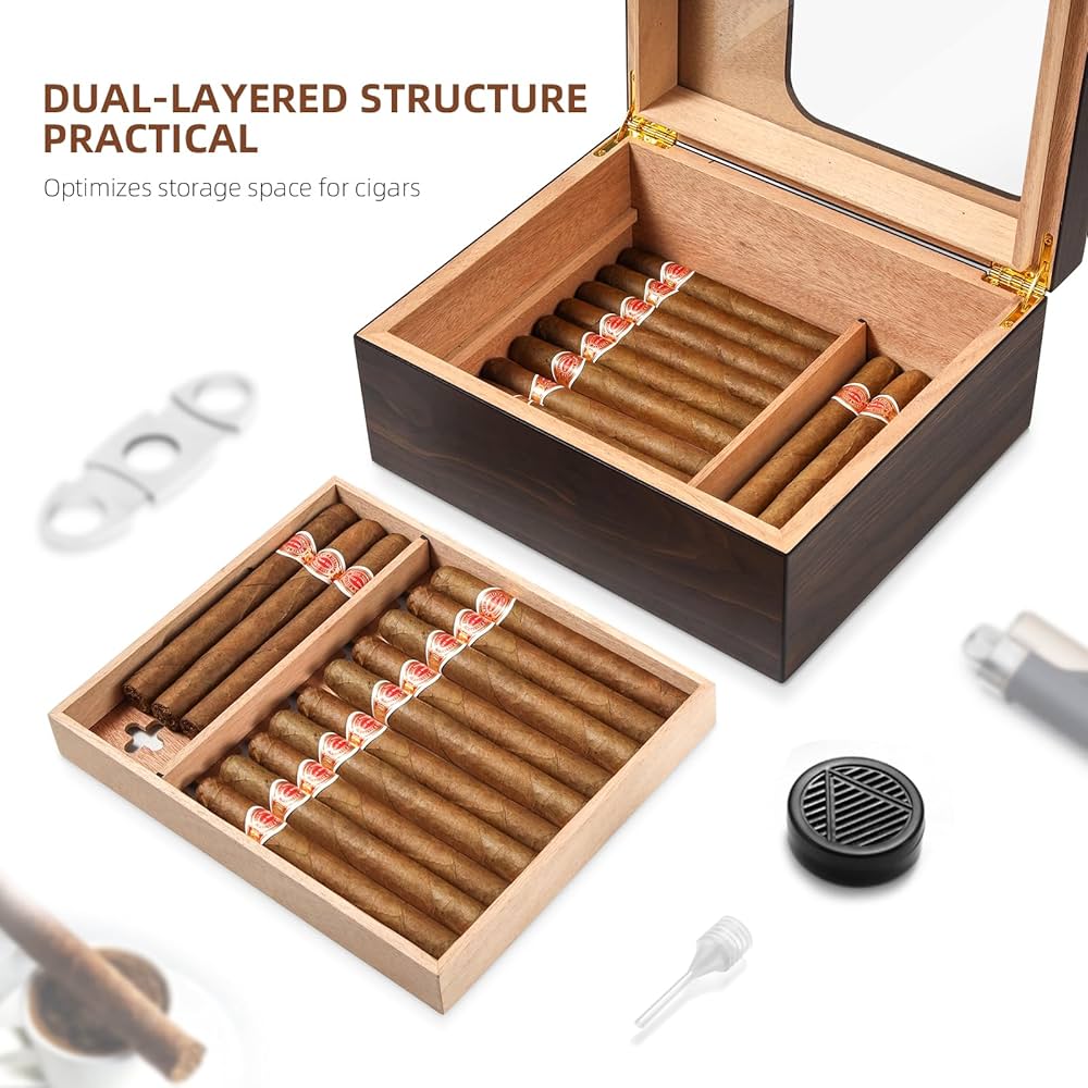 Amazon.com: Cigar Humidor, Modern Glass Top Cedar Humidor